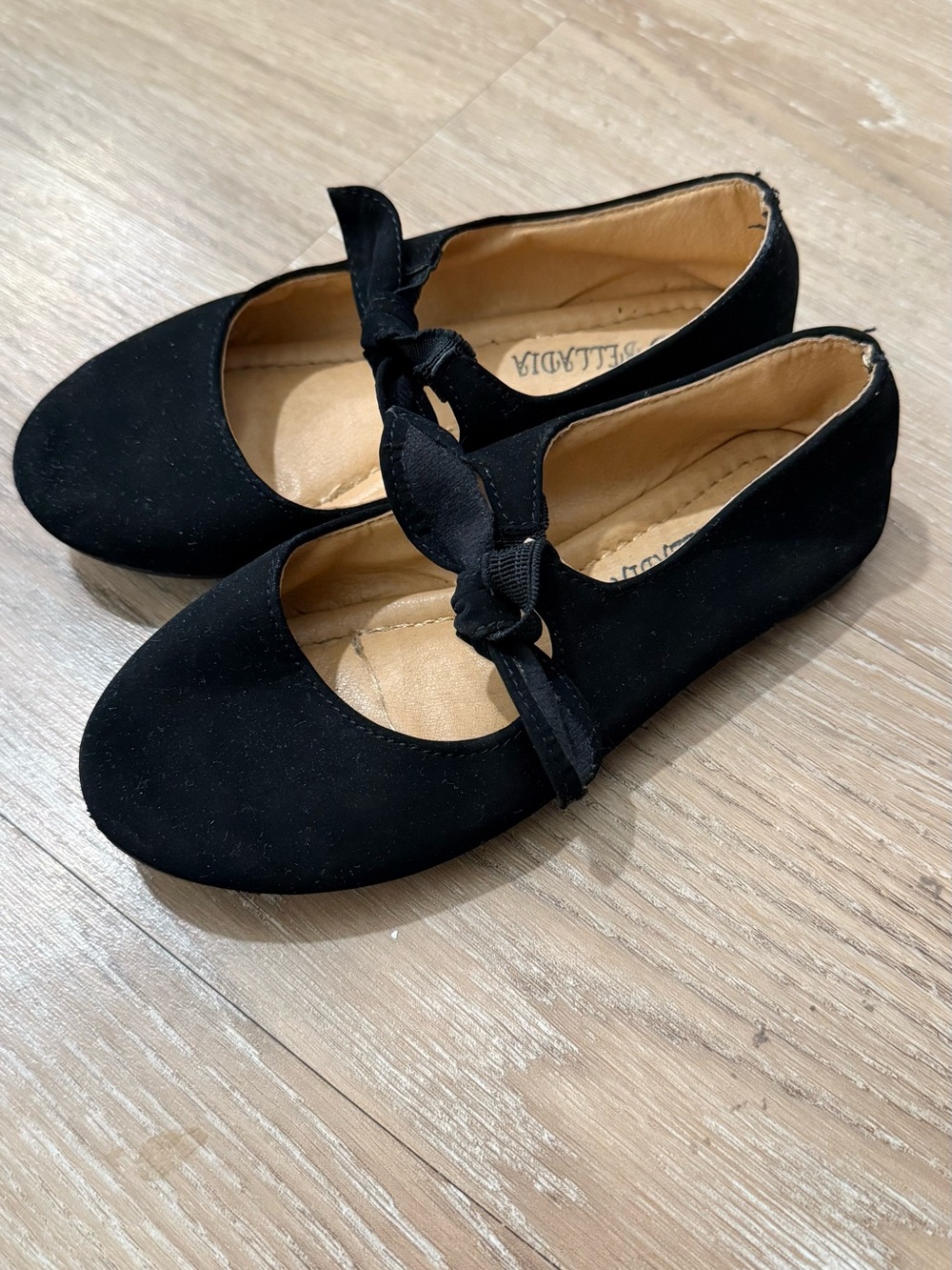 Girls' Black Mary Jane Ballet Flats with Bow Strap